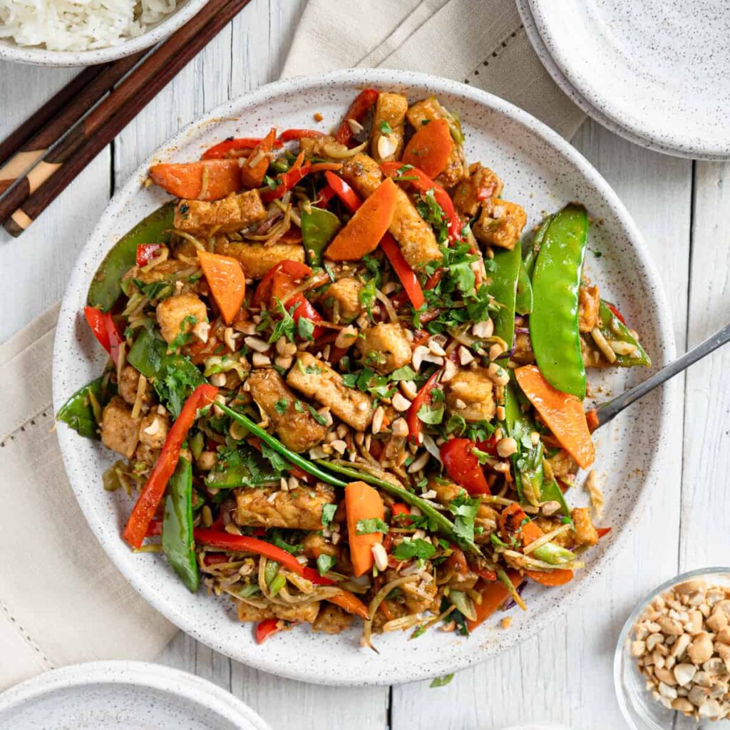 Special Quick Tofu/Tempeh Stir-Fry with Creamy Peanut Sauce